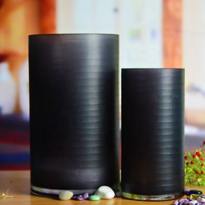 جودة Hand Engraved Cylinder Decorative Glass Vase ,  Cylinder Vase Centerpieces With Pattern مصنع