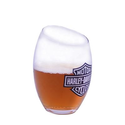 جودة Angled Top 10oz Handmade Whiskey Glass With Color Logo Print مصنع