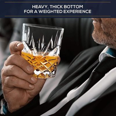 جودة Old Fashioned Lead Free Embossed 10 Oz Whiskey Glasses , Whiskey Tasting Glasses مصنع