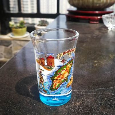 جودة Logo Printed Clear  Unique Shot Glasses With Color Decal مصنع