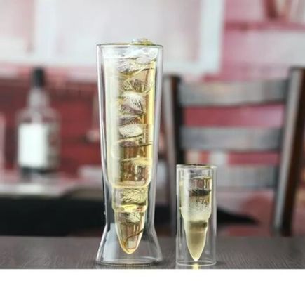 جودة Bullet Shaped Double Wall 45ml Unique Shot Glasses مصنع