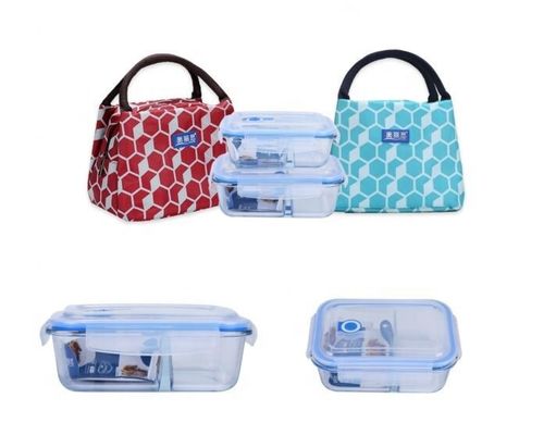 جودة Borosilicate Pressed Glass Lunch Boxes With Locking Lids مصنع