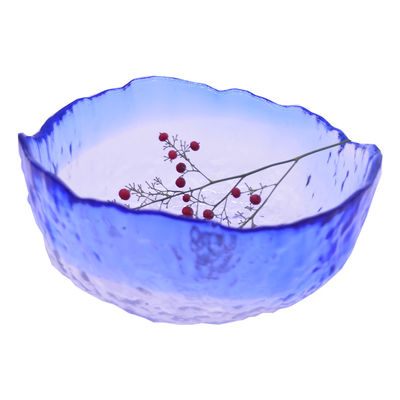 جودة Hammered Pattern Irregular Shape Crystal Salad Serving Bowl مصنع