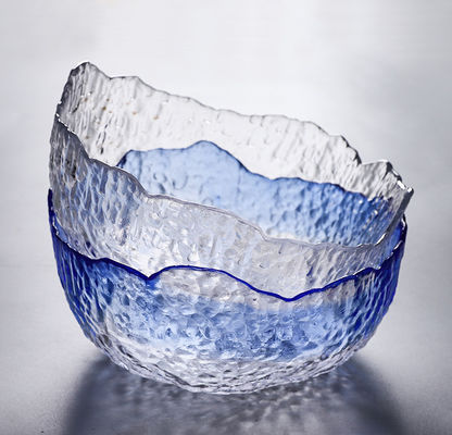 جودة Hammered Pattern Irregular Shape Crystal Salad Serving Bowl مصنع
