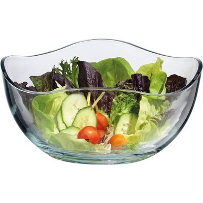 جودة Transparent Durable Wave Rim Glass Charger Plates , Fruit Salad Glass Bowl مصنع