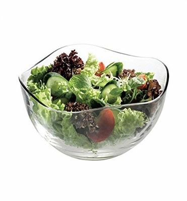 جودة Transparent Durable Wave Rim Glass Charger Plates , Fruit Salad Glass Bowl مصنع