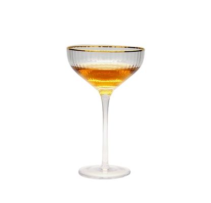 جودة Customize Gold Rim Optical Stripes Crystal Cocktail Glasses مصنع