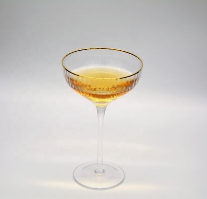 جودة Customize Gold Rim Optical Stripes Crystal Cocktail Glasses مصنع