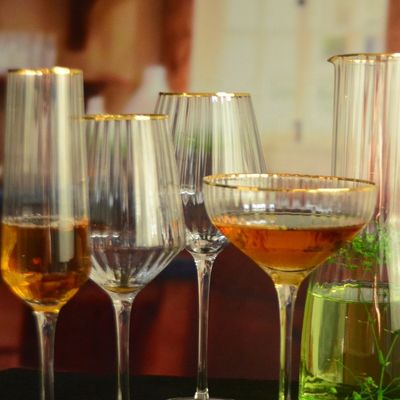 جودة Customize Gold Rim Optical Stripes Crystal Cocktail Glasses مصنع