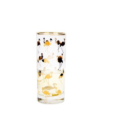 جودة Golden Flamingo Printed Crystal Highball Glasses For Restaurant مصنع