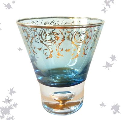 جودة Blue Color Golden Rim Stemless Crystal Cocktail Glasses مصنع