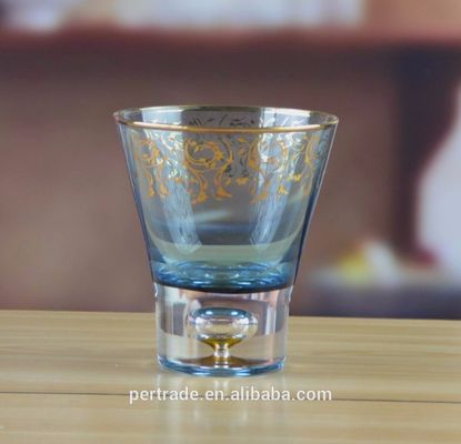 جودة Blue Color Golden Rim Stemless Crystal Cocktail Glasses مصنع