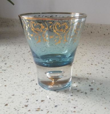 جودة Blue Color Golden Rim Stemless Crystal Cocktail Glasses مصنع
