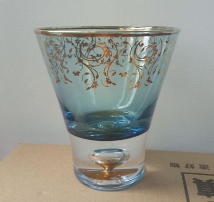 جودة Blue Color Golden Rim Stemless Crystal Cocktail Glasses مصنع