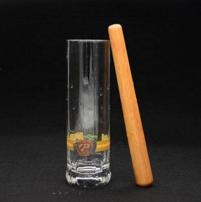 جودة 8" Cylinder Crystal Cocktail Glasses With Wood Pestle مصنع