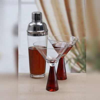 جودة Whole Set Heavy Stout Stemed Crystal Cocktail Glasses , Vintage Martini Glasses مصنع