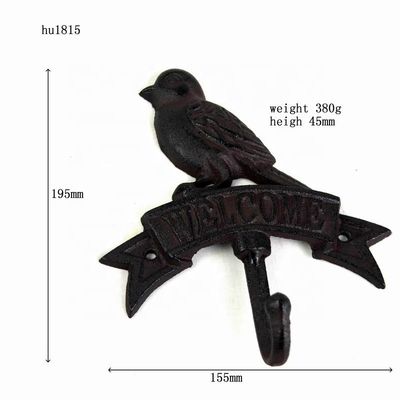 جودة Antique Wall Mount Bird shape Black Iron Coat Hooks مصنع