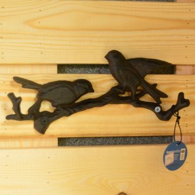 جودة Antique Wall Mount Bird shape Black Iron Coat Hooks مصنع