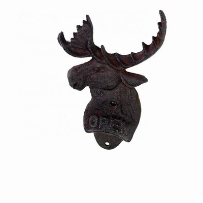 جودة Home Decor Deer Head Brown Rust Cast Iron Bottle Opener مصنع