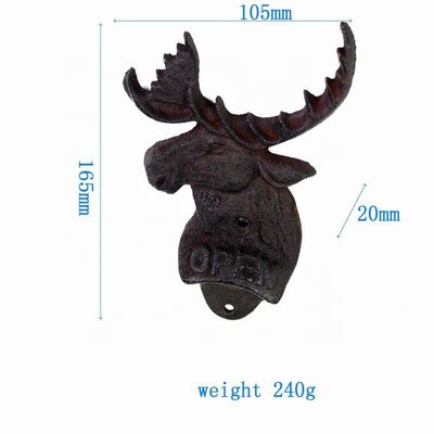 جودة Home Decor Deer Head Brown Rust Cast Iron Bottle Opener مصنع