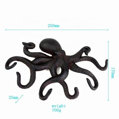 جودة Wall Mounted Creative Octopus Cast Iron Hat Hooks مصنع