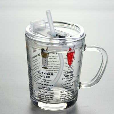 جودة Cartoon Crystal Drinking Glass With Lid And Silicate Straw مصنع