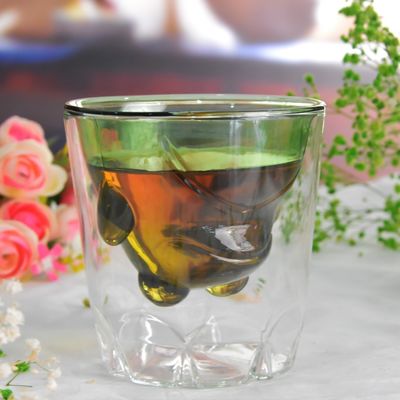 جودة Green Borosilicate Double Layer Colored Drinking Glasses مصنع