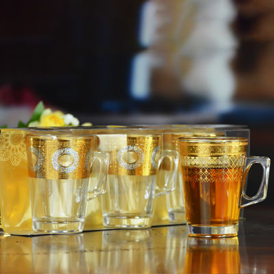 جودة Golden Decorated Gold Decal Tumbler Drinking Glasses مصنع