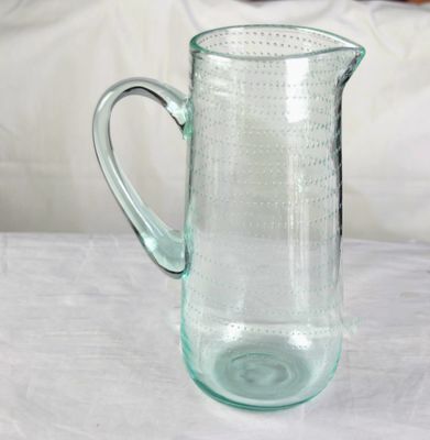 جودة Recycle Green Spiraling Bubbles  Glass Water Pitcher , Large Glass Pitcher مصنع