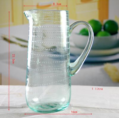 جودة Recycle Green Spiraling Bubbles  Glass Water Pitcher , Large Glass Pitcher مصنع