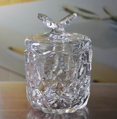 جودة Butterfly Embossed Creative Crystal Glass Storage Jars مصنع