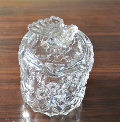 جودة Butterfly Embossed Creative Crystal Glass Storage Jars مصنع