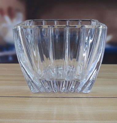 جودة Square Optic Stripes Glass Storage Jars For Candy مصنع