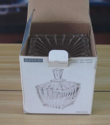 جودة Square Optic Stripes Glass Storage Jars For Candy مصنع