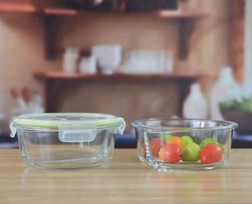 جودة Two Pots Borosilicate Clear Glass Storage Jars , Glass Bowls With Lids مصنع