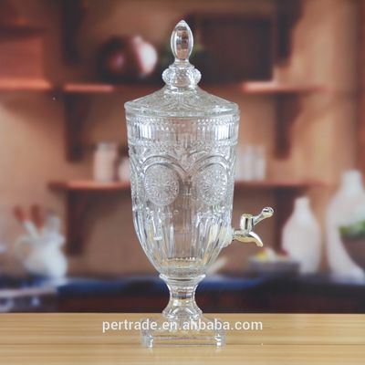 جودة Deep Cutted Engraved 5l Glass Jar With Lid . Glass Food Storage Jars مصنع