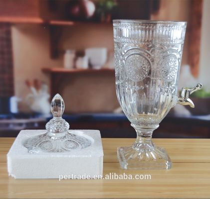 جودة Deep Cutted Engraved 5l Glass Jar With Lid . Glass Food Storage Jars مصنع