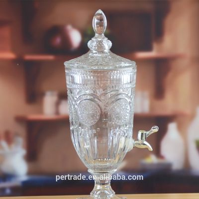 جودة Deep Cutted Engraved 5l Glass Jar With Lid . Glass Food Storage Jars مصنع