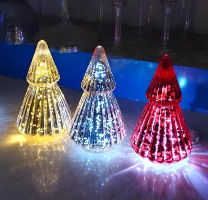 جودة Handblown LED Holiday Glass Candle Holders Christmas Tree Pattern مصنع