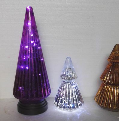 جودة Handblown LED Holiday Glass Candle Holders Christmas Tree Pattern مصنع