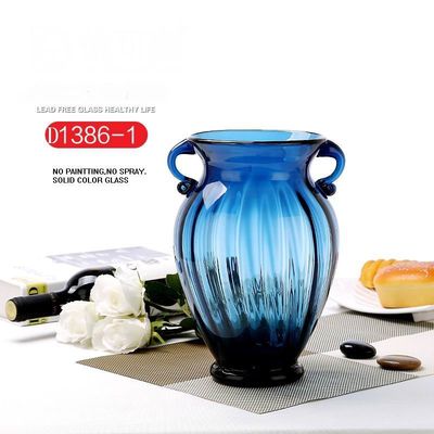 جودة Solid Color Two Ears Glass Bottle Vase , Flower Vase Glass For Home Decor مصنع