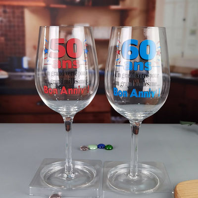 جودة Clear 1 Litre Giant Wine Glass With Anniversary Decor مصنع