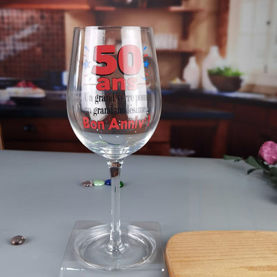 جودة Clear 1 Litre Giant Wine Glass With Anniversary Decor مصنع