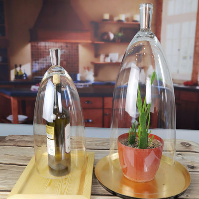 جودة Transparent Lead Free Handled 21" Glass Dome Cloche مصنع