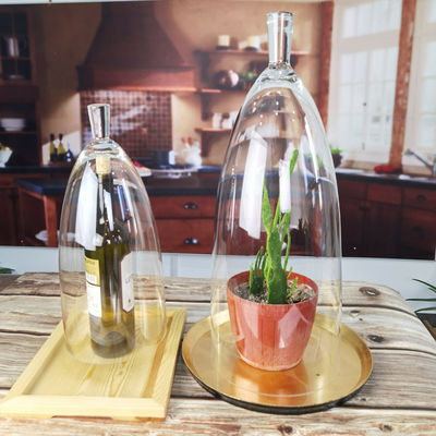 جودة Transparent Lead Free Handled 21" Glass Dome Cloche مصنع