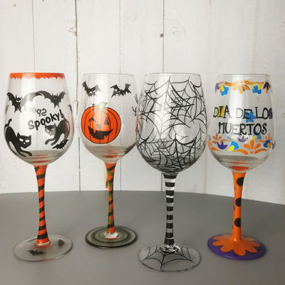 جودة FDA Holiday Gift Hand Painted Festival Wine Glass مصنع