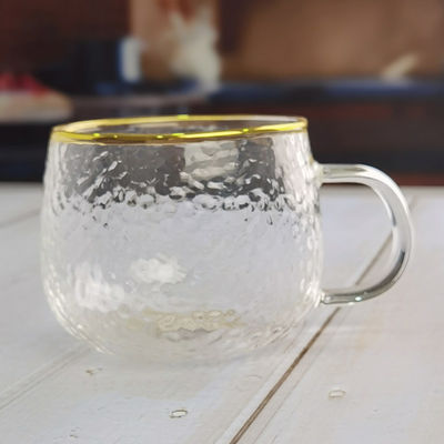 جودة Borosilicate Hammered Texture Tumbler Drinking Glasses With Golden Rim مصنع