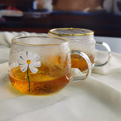 جودة Borosilicate Hammered Texture Tumbler Drinking Glasses With Golden Rim مصنع